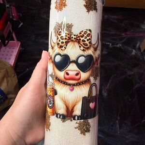 Sold Highland Cow Print Glitter 7Brew Coffee Tumbler Cup